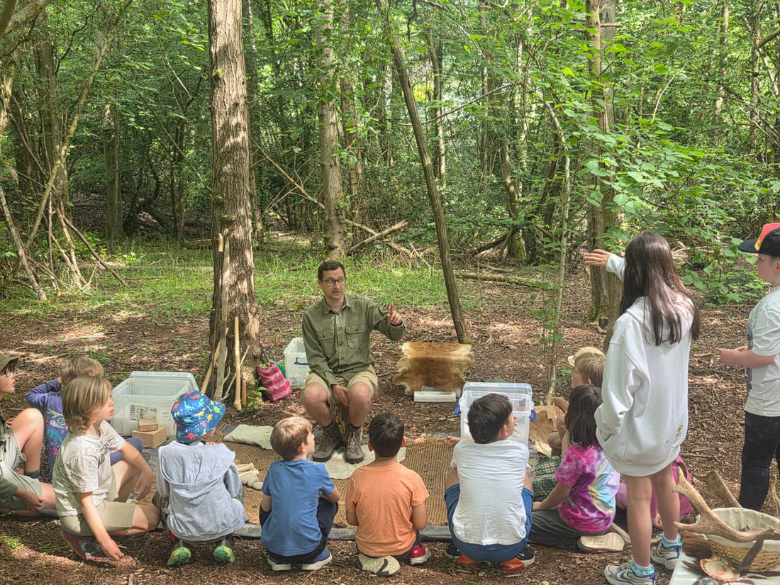 Flint knapping demo at Archaeodiscovery DIG SCHOOL - hands on archaeology for kids